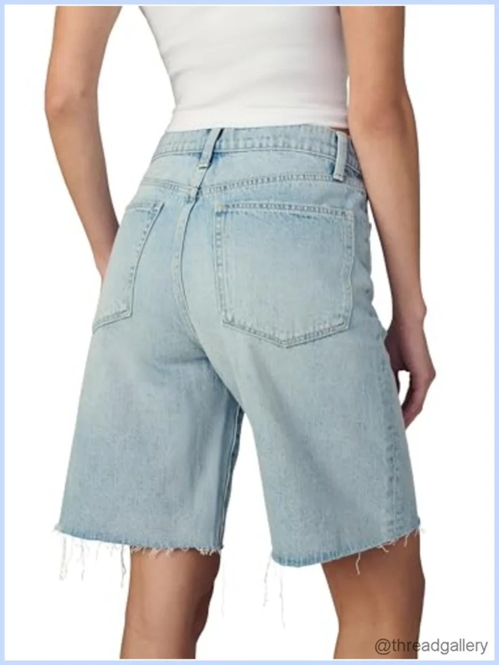 Low Rise Bermuda Shorts 100% Cotton Relaxed Fit Denim 9
